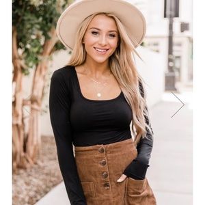 All I know square neck bodysuit- black